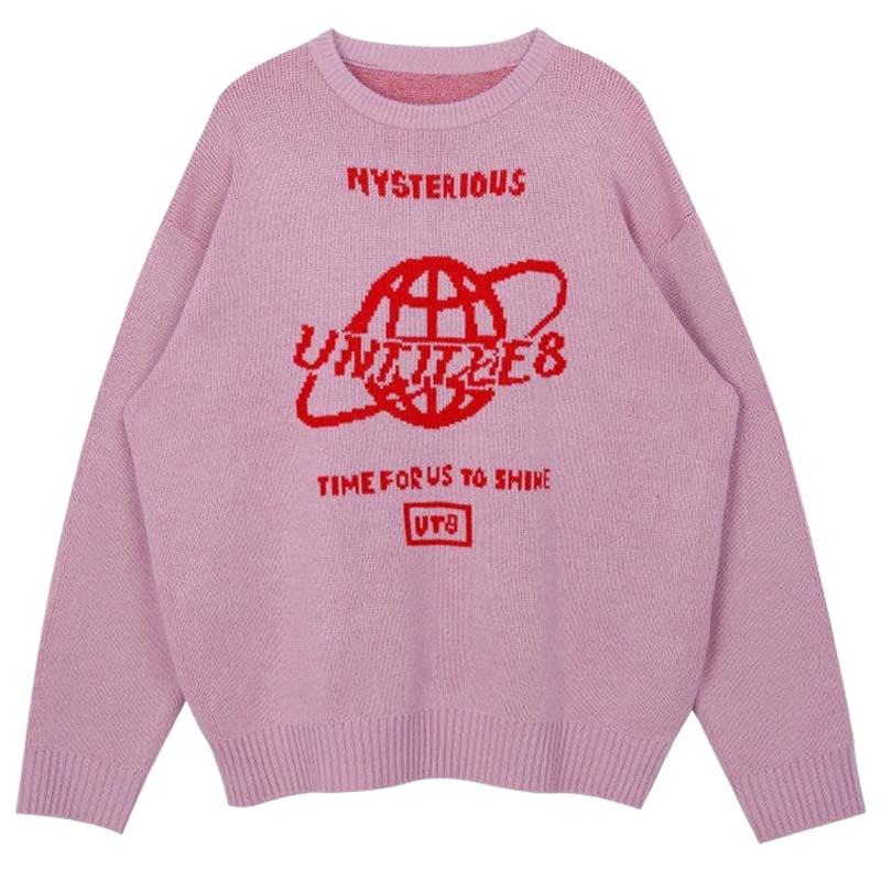 Street Sweater Women Earth Letter Harajuku Kniting Tops Loose Warm Pullover  Autumn Winter Japanese Girl Pullover Sweater 2021